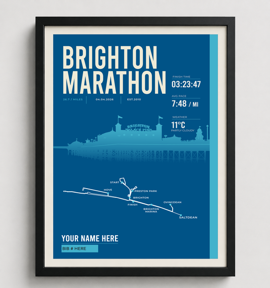 Framed Brighton Marathon print in black frame