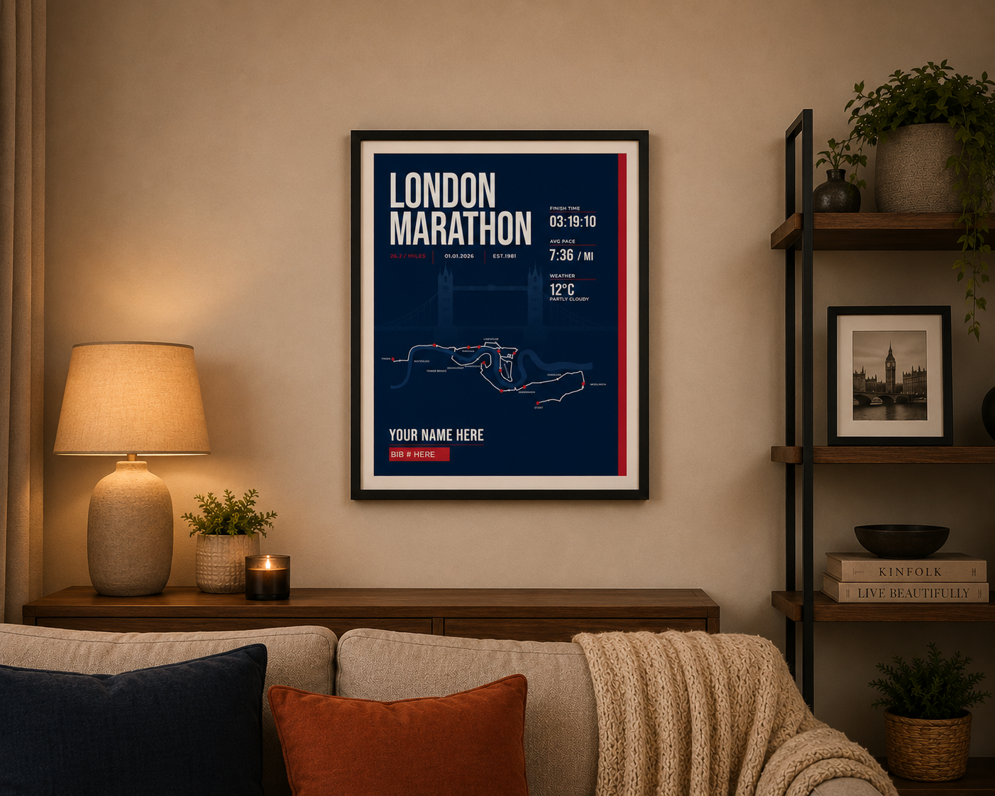 London Marathon Personalised Race Print