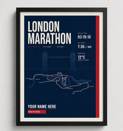 London Marathon Personalised Race Print