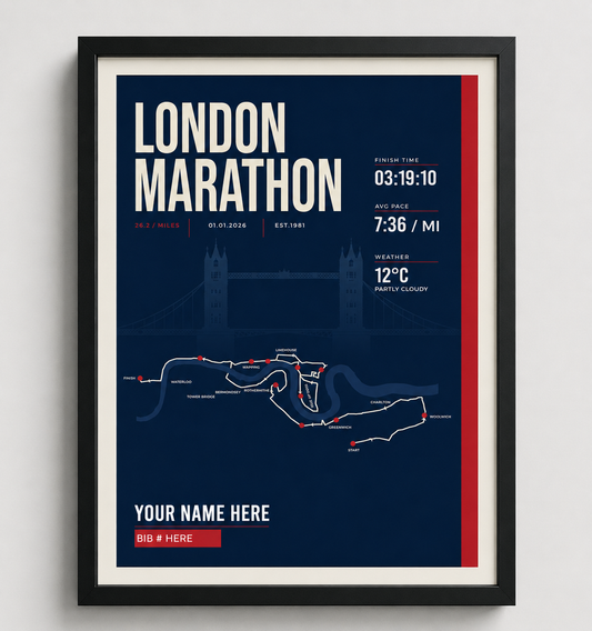 London Marathon Personalised Race Print