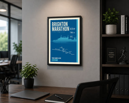 Brighton Marathon print framed in a home office