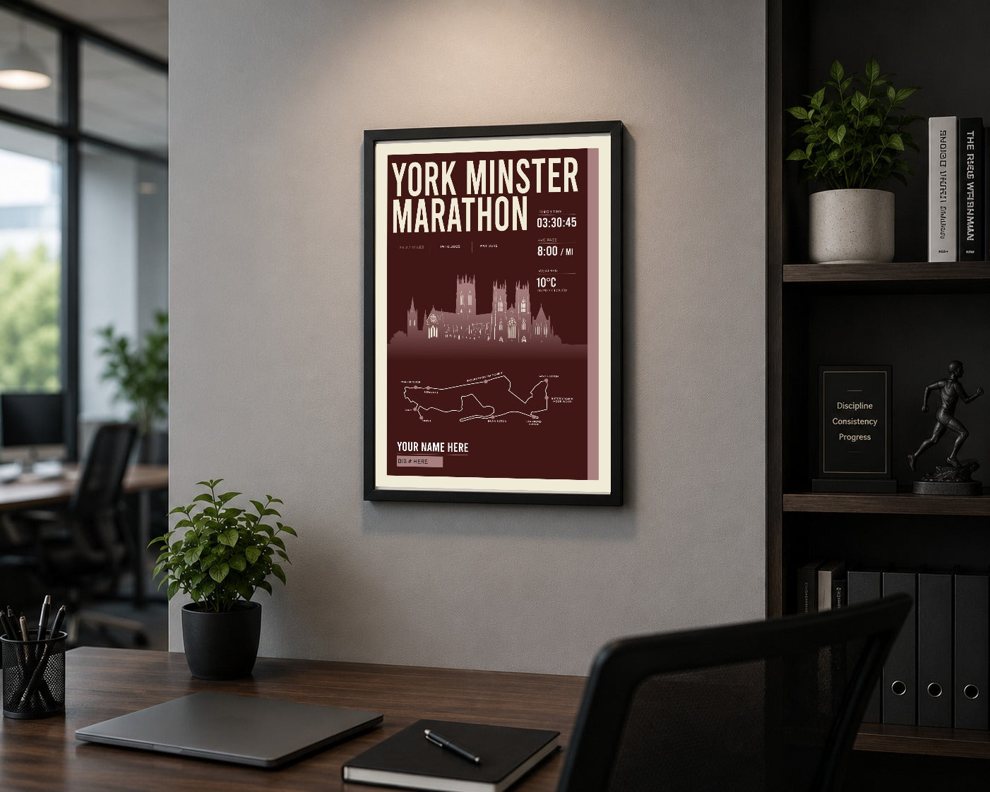 York Minster Marathon print framed in a home office