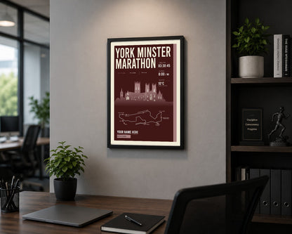 York Minster Marathon print framed in a home office